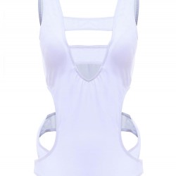 2XL-5XL Plus Size White Sexy Chest Hollow Out Swimsuit Widen Line Pure Color One-piece