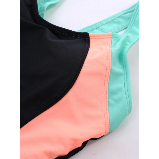 Colorblock Seamless Professional Fitness Training One Piece Swimsuit