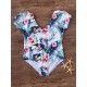 Conservative Double V Flower Printed One Piece Swimwear Beach Bathing Suit Conservative Double V Flower Printed One Piece Swimwear Beach Bathing Suit