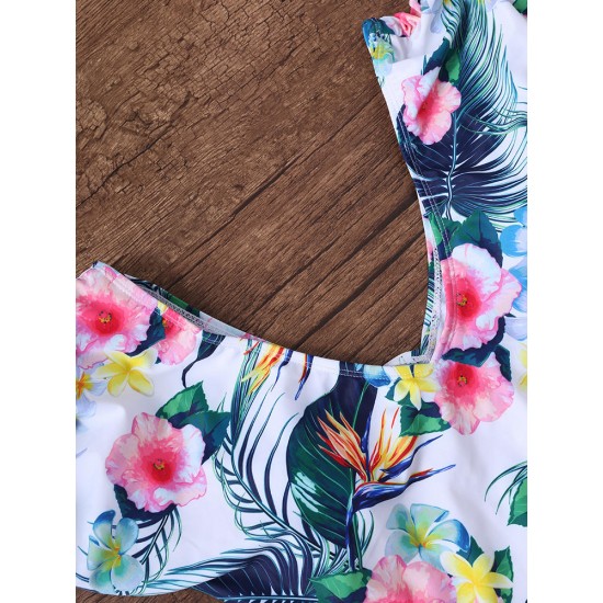 Conservative Double V Flower Printed One Piece Swimwear Beach Bathing Suit Conservative Double V Flower Printed One Piece Swimwear Beach Bathing Suit