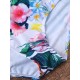 Conservative Double V Flower Printed One Piece Swimwear Beach Bathing Suit