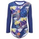 Conservative Printed Padding Long-sleeved Front Zipper Swimsuit