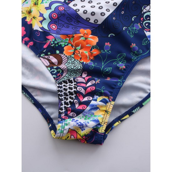 Conservative Printed Padding Long-sleeved Front Zipper Swimsuit Conservative Printed Padding Long-sleeved Front Zipper Swimsuit