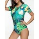 Cover Belly Front Zipper Wireless Printed  Diving Suits Women Swimwear