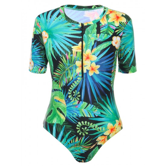 Cover Belly Front Zipper Wireless Printed Diving Suits Women Swimwear Cover Belly Front Zipper Wireless Printed Diving Suits Women Swimwear
