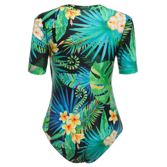 Cover Belly Front Zipper Wireless Printed Diving Suits Women Swimwear Cover Belly Front Zipper Wireless Printed Diving Suits Women Swimwear