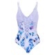 Criss-Cross Plum Blossom Printed One-Pieces Swimwear