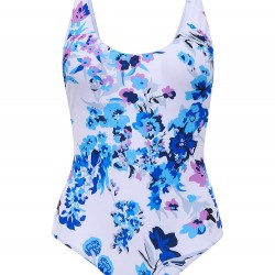 Criss-Cross Plum Blossom Printed One-Pieces Swimwear
