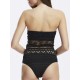 Crochet One Piece Swimsuit Black Backless Siamese Swimsuit For Women