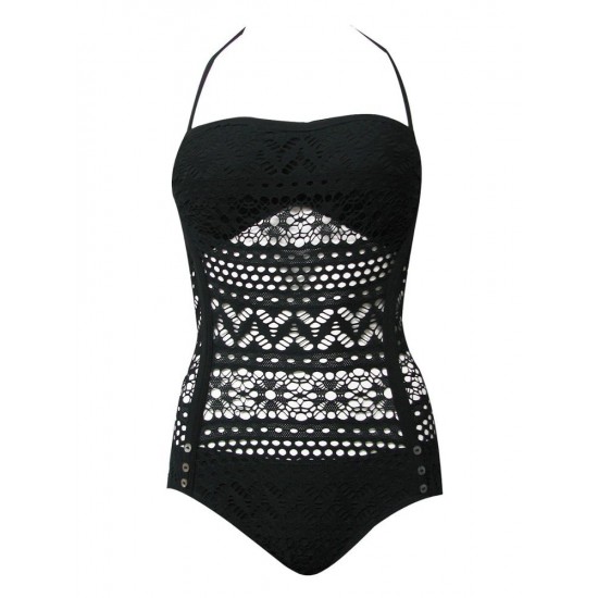 Crochet One Piece Swimsuit Black Backless Siamese Swimsuit For Women Crochet One Piece Swimsuit Black Backless Siamese Swimsuit For Women