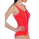 Front Zipper Hollow Out Criss-Cross Back Quick Drying Stretchy One Piece Swimsuits