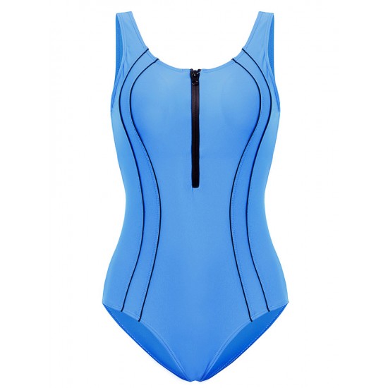 Front Zipper Hollow Out Criss-Cross Back Quick Drying Stretchy One Piece Swimsuits Front Zipper Hollow Out Criss-Cross Back Quick Drying Stretchy One Piece Swimsuits