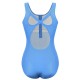 Front Zipper Hollow Out Criss-Cross Back Quick Drying Stretchy One Piece Swimsuits