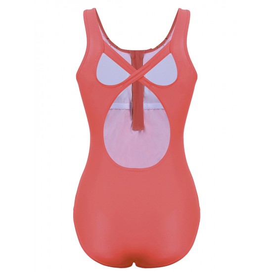 Front Zipper Hollow Out Criss-Cross Back Quick Drying Stretchy One Piece Swimsuits Front Zipper Hollow Out Criss-Cross Back Quick Drying Stretchy One Piece Swimsuits
