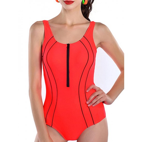 Front Zipper Hollow Out Criss-Cross Back Quick Drying Stretchy One Piece Swimsuits Front Zipper Hollow Out Criss-Cross Back Quick Drying Stretchy One Piece Swimsuits