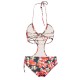 Halter One Piece Swimsuit Printing Strap Bikini Beach Bathing Suit