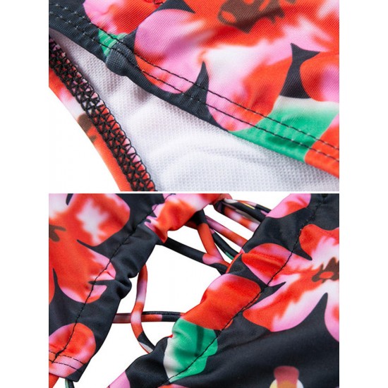 Halter One Piece Swimsuit Printing Strap Bikini Beach Bathing Suit Halter One Piece Swimsuit Printing Strap Bikini Beach Bathing Suit