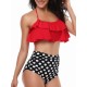 High Waist Split Halter Ruffled Collar Swimwear By Banggood