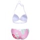 2Pcs Halter Triangle Cup Swimwear Flower Printing Bikini Sets