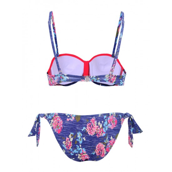 2Pcs Patchwork Printed Half Cup Adjusted Women Bikini Sets