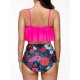 2pcs High Waist Floral Printing Flounced Tankinis Set