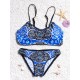 2pcs Printed Padding Wireless Overhead Elastic Bikini Sets