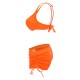 Backless Pure Color Push Up Boyshorts Bow-knot Bikini Sets