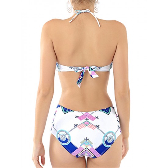 Backless Wireless Padding Bandage Neck Bikini Sets