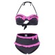 Black High Waist Swimwear Neon Rose Ruffles and Bows Bikini Set Black High Waist Swimwear Neon Rose Ruffles and Bows Bikini Set
