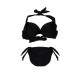 Black Sexy Halter Plunge Three Piece Swimwear Backless Lace-Up Beachsuit Black Sexy Halter Plunge Three Piece Swimwear Backless Lace-Up Beachsuit