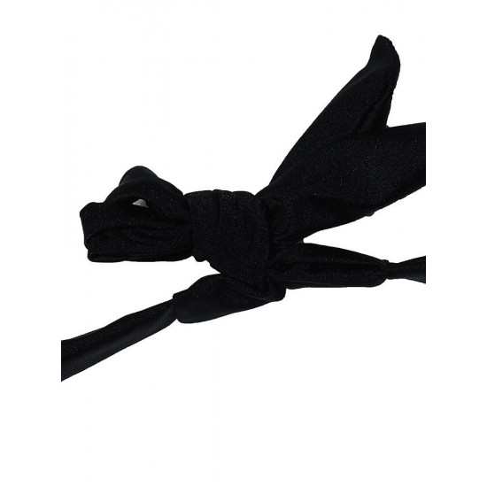 Black Sexy Halter Plunge Three Piece Swimwear Backless Lace-Up Beachsuit Black Sexy Halter Plunge Three Piece Swimwear Backless Lace-Up Beachsuit