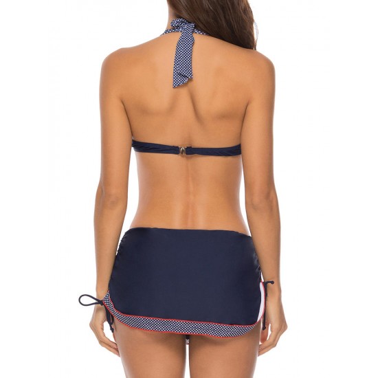 Blue Polka Dot Split Skirt Navy Summer Bikini Blue Polka Dot Split Skirt Navy Summer Bikini