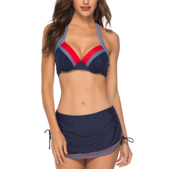 Blue Polka Dot Split Skirt Navy Summer Bikini Blue Polka Dot Split Skirt Navy Summer Bikini