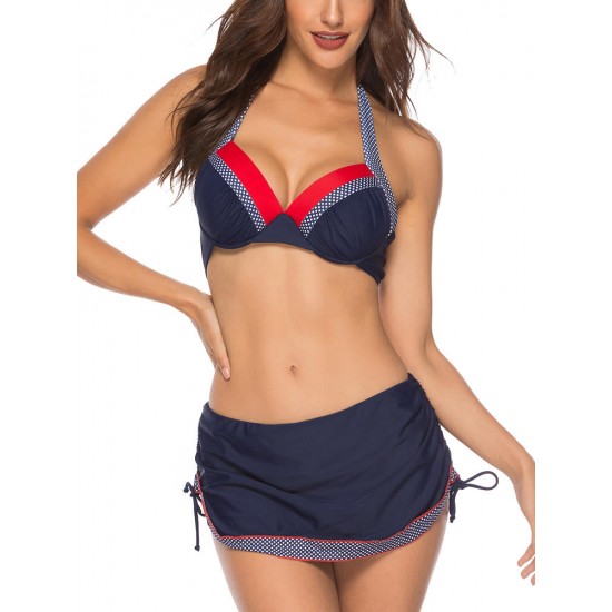 Blue Polka Dot Split Skirt Navy Summer Bikini Blue Polka Dot Split Skirt Navy Summer Bikini