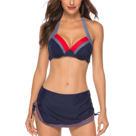 Blue Polka Dot Split Skirt Navy Summer Bikini Blue Polka Dot Split Skirt Navy Summer Bikini