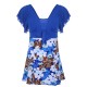 Comfortable Floral Printing Ruffle Short Sleeves One Piece Swimdress With Boyshort