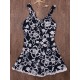 Conservative Cover Belly Printed Gathered Swimwear Swimdress