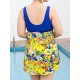 Conservative Deep V Sleeveless Flower Printing U Shape Back Wireless Swimdresses