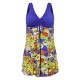 Conservative Deep V Sleeveless Flower Printing U Shape Back Wireless Swimdresses