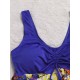 Conservative Deep V Sleeveless Flower Printing U Shape Back Wireless Swimdresses