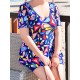 Conservative High Waisted Printing Bathing Suit Boyshorts Brathable Beachwear Swimdress