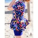 Conservative High Waisted Printing Bathing Suit Boyshorts Brathable Beachwear Swimdress