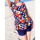 Conservative High Waisted Printing Bathing Suit Boyshorts Brathable Beachwear Swimdress