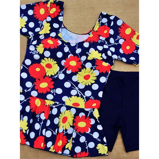 Conservative High Waisted Printing Bathing Suit Boyshorts Brathable Beachwear Swimdress Conservative High Waisted Printing Bathing Suit Boyshorts Brathable Beachwear Swimdress