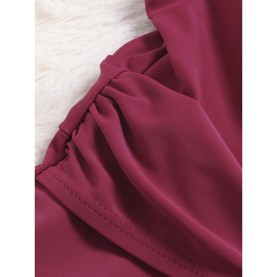 Conservative Plus Size Ruffle Flounces Sleeve Boyshort Backelss Wireless Swimdresses Conservative Plus Size Ruffle Flounces Sleeve Boyshort Backelss Wireless Swimdresses