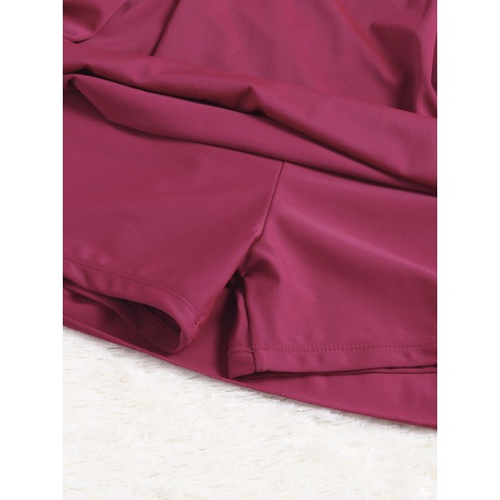 Conservative Plus Size Ruffle Flounces Sleeve Boyshort Backelss Wireless Swimdresses Conservative Plus Size Ruffle Flounces Sleeve Boyshort Backelss Wireless Swimdresses
