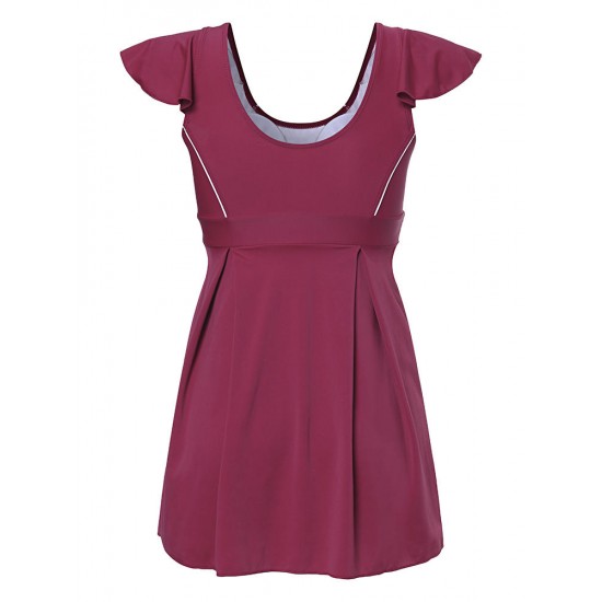 Conservative Plus Size Ruffle Flounces Sleeve Boyshort Backelss Wireless Swimdresses Conservative Plus Size Ruffle Flounces Sleeve Boyshort Backelss Wireless Swimdresses