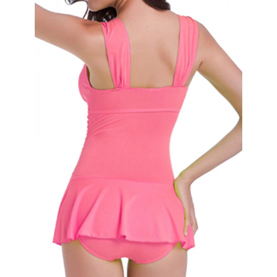 Conservative Push Up Sleeveless Cute Ruffle Wireless One Piece Bathing Suits Swimwear