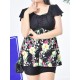 Cosy Flounces Printed Two Pieces Swimwear Ruffle Wireless High Waist Boyshorts Swimdress