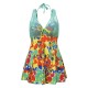 Cosy Push Up Printing Siamese Swimsuit Underwire Backless Thin Gather Swimdresses